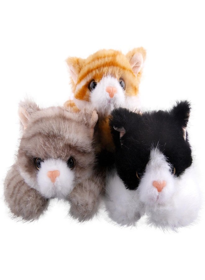 Niceup 3pcs Kitten Stuffed Animal, 7in Small Plush Kitty Cat with Sensory Beans, Pet Adoption Party Favors Black Orange Grey Cat Stuffy Toys for Kids Gift Halloween Décor Christmas Stock Stuffers - Image 1
